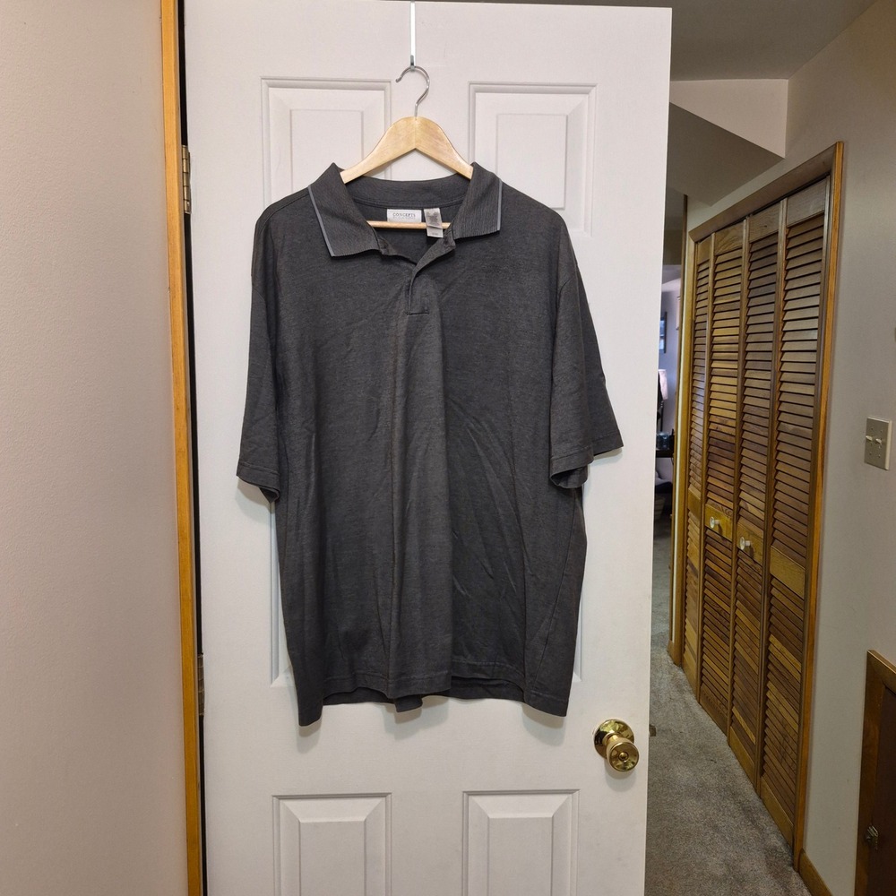 Concepts by Claiborne Mens 2XLT Charcoal Gray Short Sleeve Polo Shirt Tall Fit
